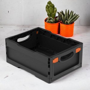 Ящик складной (органайзер для инструментов)  с кнопками-фиксаторами (400×300×170мм) (чёрный) (ударопрочный, морозостойкий)