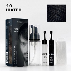 Эстель A4/K Краска-камуфляж для седины ESTEL ALPHA 4/0 Шатен (Краска 10 мл., оксигент 6% 10 мл., пенообразователь)