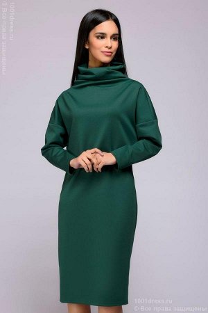 Платье-свитер длины миди изумрудного цвета