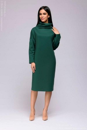 Платье-свитер длины миди изумрудного цвета