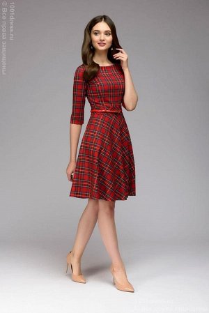Платье красное длины мини с принтом