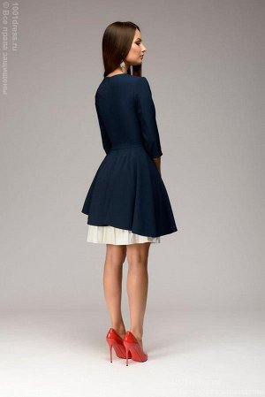 Платье темно-синее длины мини с асимметричным подолом