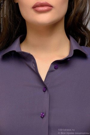 Платье фиолетовое длины мини с рубашечным верхом и длинными рукавами