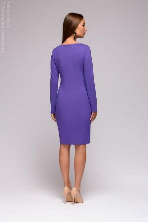 Платье-футляр цвета ультрафиолет с длинными рукавами