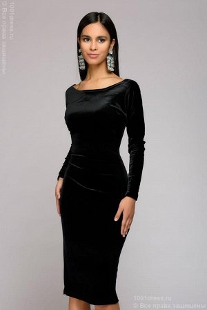 Платье черное бархатное длины мини с открытой спинкой