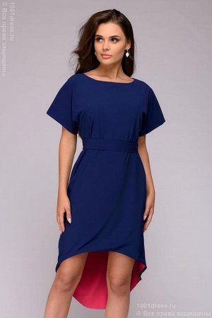 Платье разноуровневое двухстороннее малиново-синего цвета