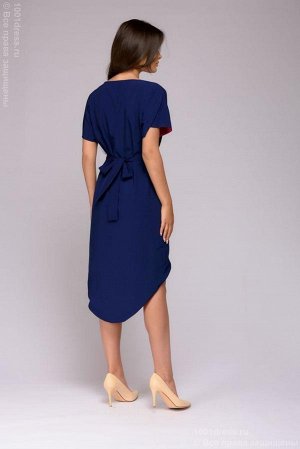 Платье разноуровневое двухстороннее малиново-синего цвета