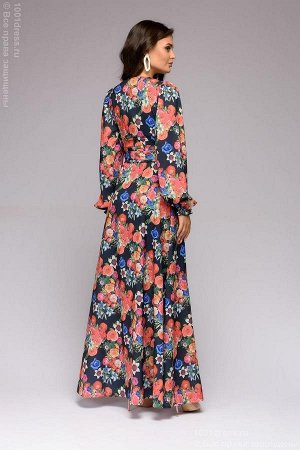 Платье длины макси с цветочным принтом и длинными рукавами