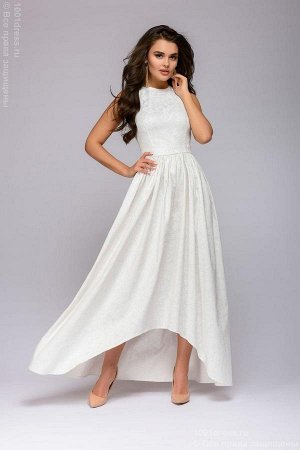 Платье белое разноуровневое без рукавов