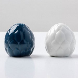 Перечница и солонка из керамики «Артишок», белая и синяя 6 х 6.5 см, цвет белый-синий