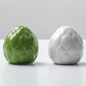 Перечница и солонка из керамики «Артишок», белая и зеленая 6 х 6.5 см, цвет белый-зелёный