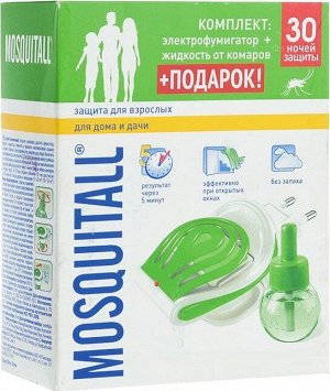 MOSQUITALL Комплект "Защита для взрослых" электрофумигатор + жидкость 30 ночей от комаров 30мл