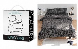 "Uniqcute" Комплект постельного белья "Cats" 1,5сп, 50х70см, цв.черный, поплин