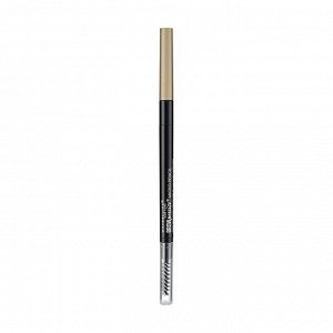 Карандаш для бровей brow precise micro pencil, карандаш + щеточка, оттенок 1, темный блонд, maybelline new york