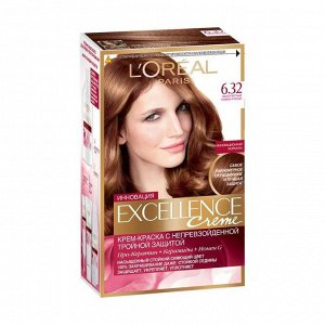 Краска для волос "excellence", оттенок 6.32, золотистый темно-русый, l'oreal paris, 270 мл