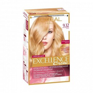 Краска для волос "excellence", оттенок 9.32, сенсационный блонд, l'oreal paris, 270 мл