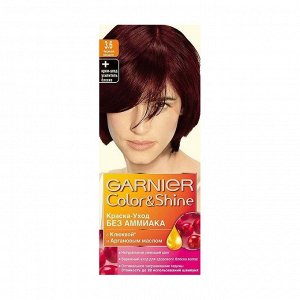 Краска-уход для волос "color&shine" без аммиака, оттенок 3.6, черная вишня, garnier, 110 мл