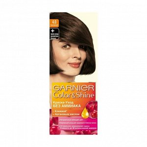 Краска-уход для волос "color&shine" без аммиака, оттенок 4.0, каштановый, garnier, 110 мл