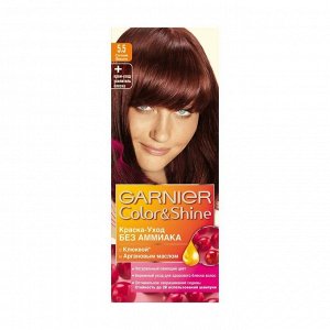 Краска-уход для волос "color&shine" без аммиака, оттенок 5.5, сочная вишня, garnier, 110 мл