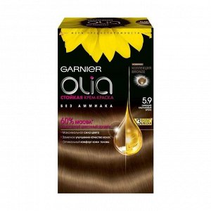 Стойкая крем-краска для волос "olia" без аммиака, оттенок 5.9, сияющий каштановый бронз, garnier