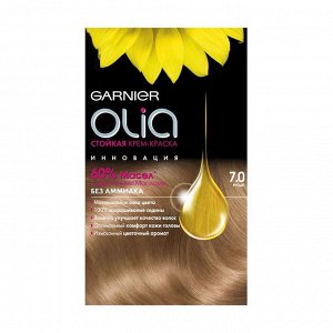 Стойкая крем-краска для волос "olia" без аммиака, оттенок 7.0, русый, garnier, 160 мл