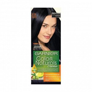 Стойкая питательная крем-краска для волос "color naturals", оттенок 2.10, иссиня черный, garnier, 110 мл
