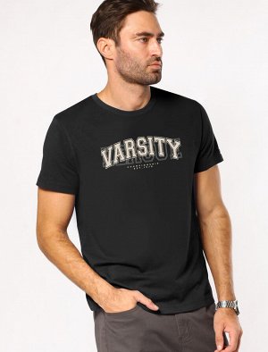 Футболка из премиального хлопка с авторским принтом черный_varsity