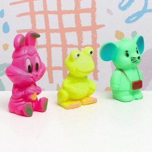 Игрушка-пищалка для купания в ванне «Животные», 3 шт., резиновые, 9 см