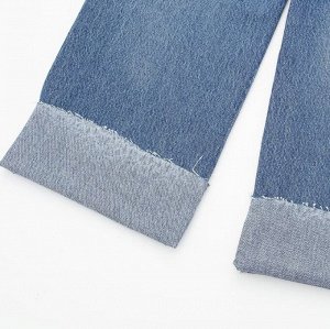 Прямые джинсы с необработанными краями, синий