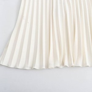 Плиссированная мини-юбка с поясом, молочный