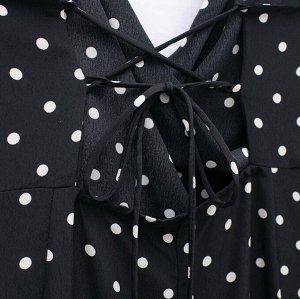 Летнее платье-миди с V-образным вырезом и разрезом, с принтом в горох, черный