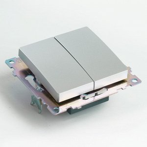 Переключатель STEKKER серия Катрин, 2 клавиши, 250 В, 10 А, серебро, GLS10-7107-03