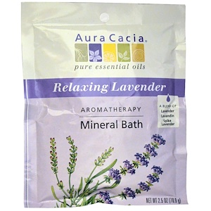 Aura Cacia, Aromatherapy Mineral Bath, расслабляющая лаванда, 70,9 г (2,5 унций)