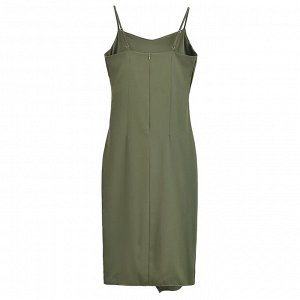 Платье-комбинация с драпировкой и разрезом, зеленый
