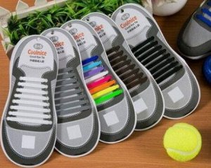 Шнурки силиконовые набор 8+8 шт для пары обуви.