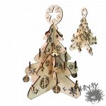 Деревянный сувенир Елочка-пазл с игрушками 23*23*30 см
