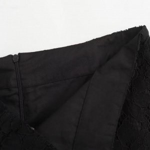 Гипюровая юбка-карандаш с разрезом, черный
