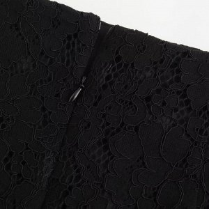 Гипюровая юбка-карандаш с разрезом, черный
