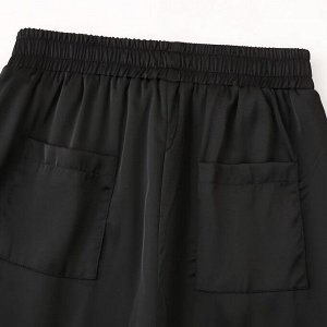 Широкие брюки с эластичным поясом, с аппликациями из бисера, черный