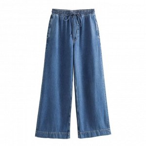 Широкие джинсы с эластичным поясом, синий
