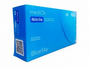 Перчатки MediOK Blue sky нитриловые неопудренные смотровые нестерильные одноразовые текстурированные, цвет голубой