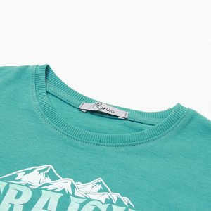 Комплект для мальчика (футболка, шорты), цвет зеленый/серый, рост 110