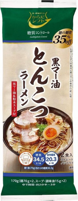 Itsuki Foods Sugar Control Tonkotsu Ramen - лапша тонкоцу для рамена с суповой основой