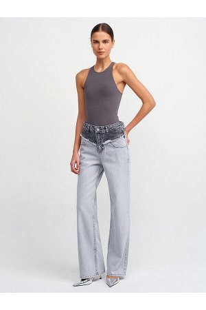 Джинсовые брюки двойного цвета с передним уплотнением - Серый