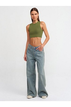 DILVIN Широкие джинсовые брюки Green Tint-Tint