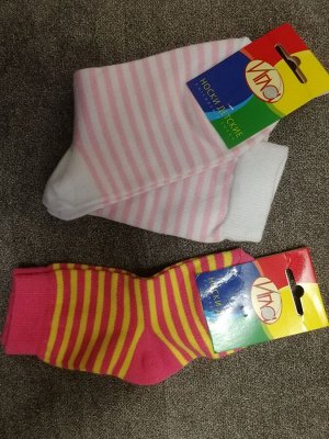 Носки детские для девочек розовые в полоску