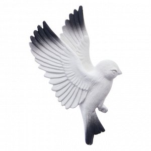 Декор настенный, гипсовое панно "Птицы" 5 шт, белые с черными крыльями