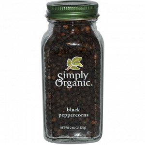 Simply Organic, Зерна черного перца, 2.65 унций (75 г)