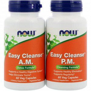 Now Foods, Easy Cleanse, 2 бутылочки, по 60 вегетарианских капсул каждая