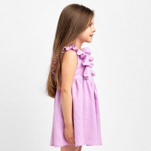 Платье детское с рюшей KAFTAN «Муслин» 32 (110-116 см), лиловое